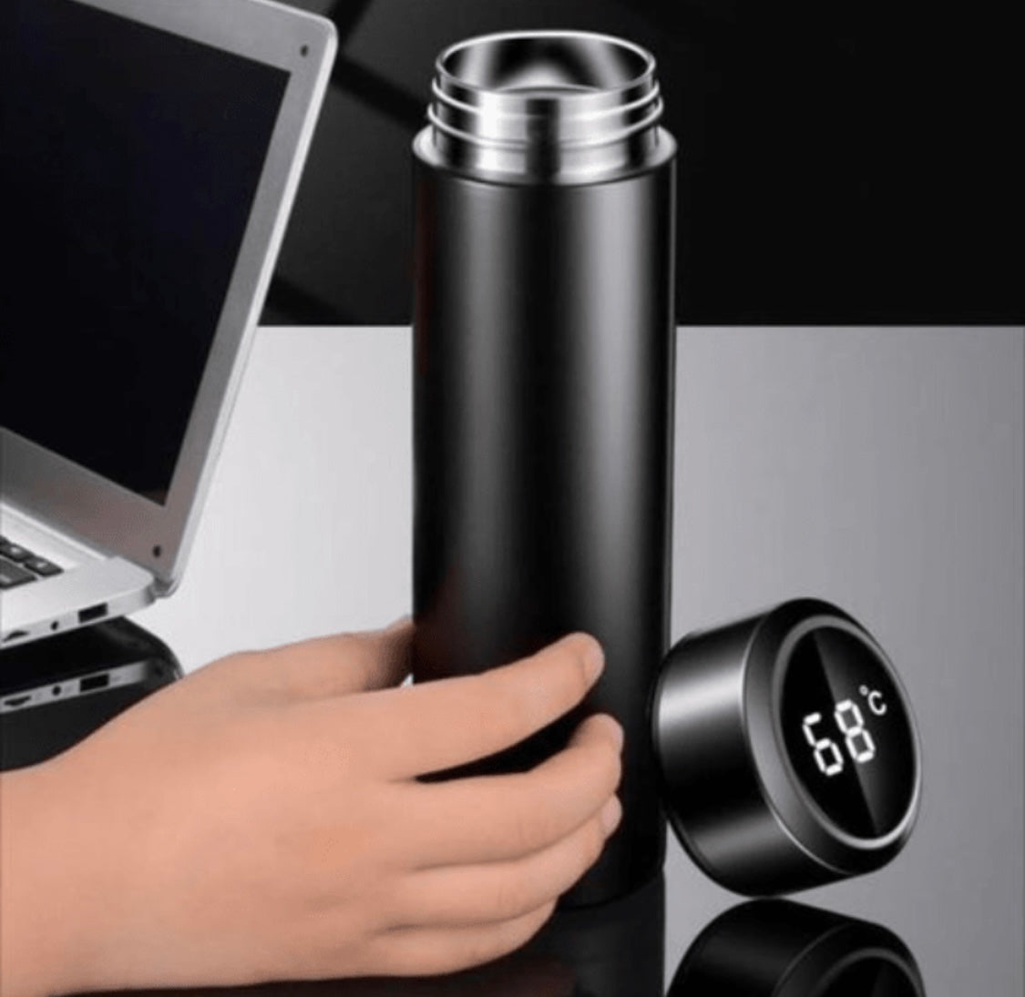 Termo frio y calor con pantalla negro